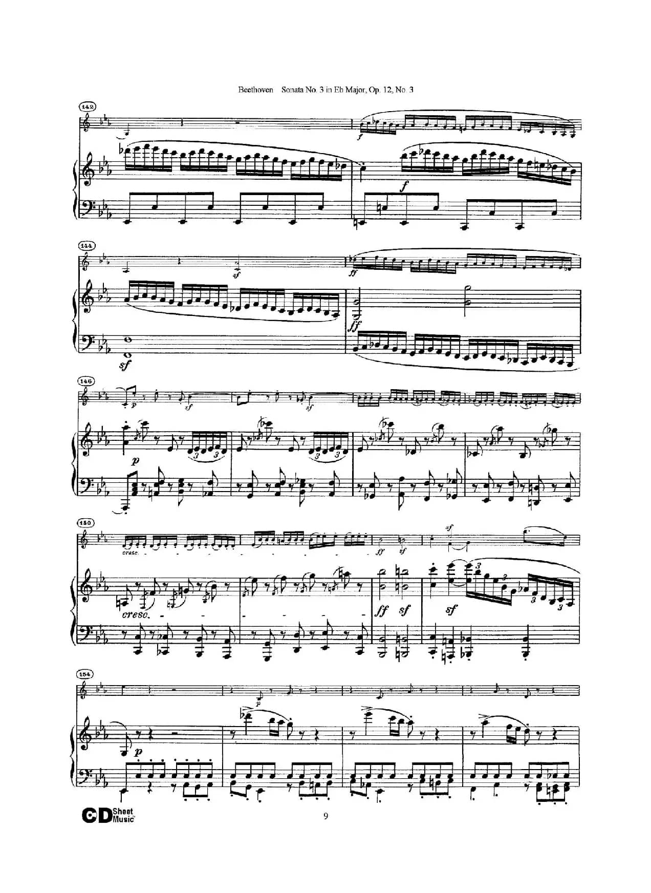 降E大调第三小提琴奏鸣曲（Sonata No.3 in Eb Major Op.12,No.3）（小提琴+钢琴伴奏）