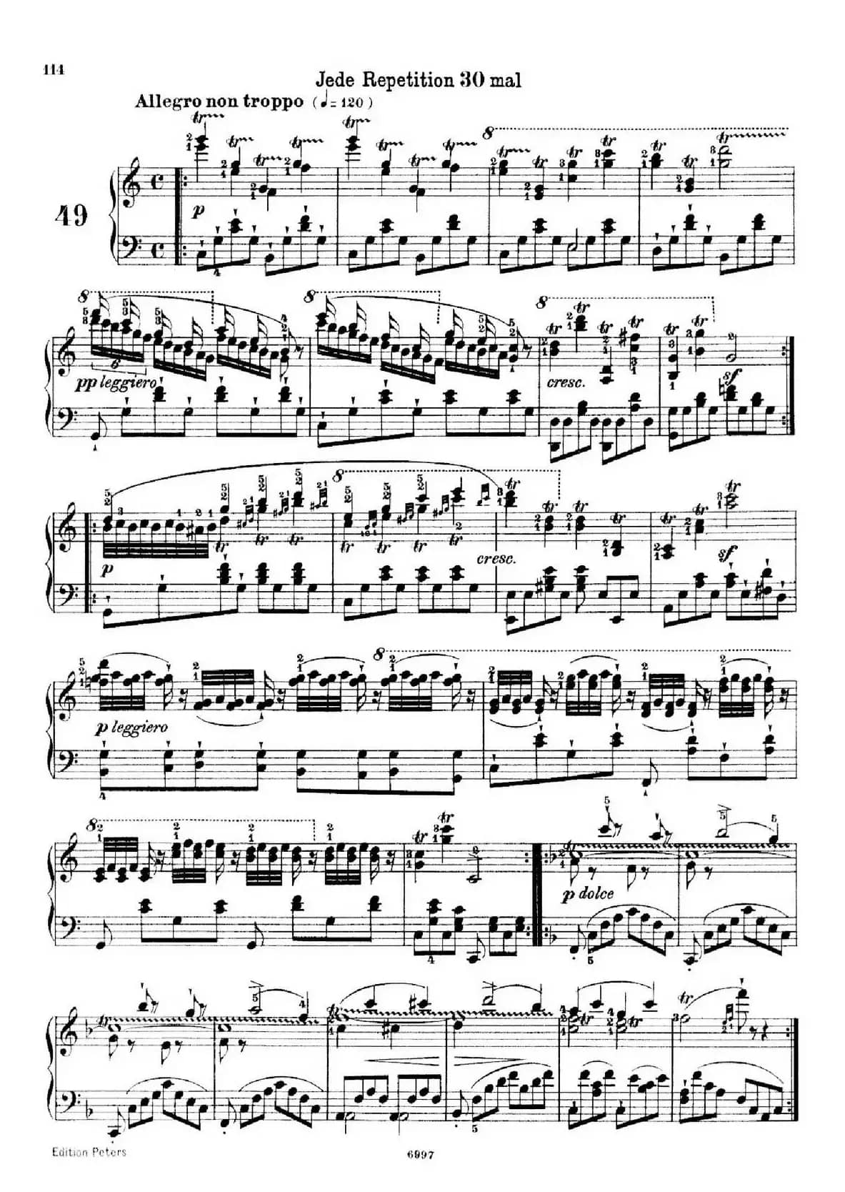 School of the Virtuoso Op.365（60首钢琴高级练习曲·49）