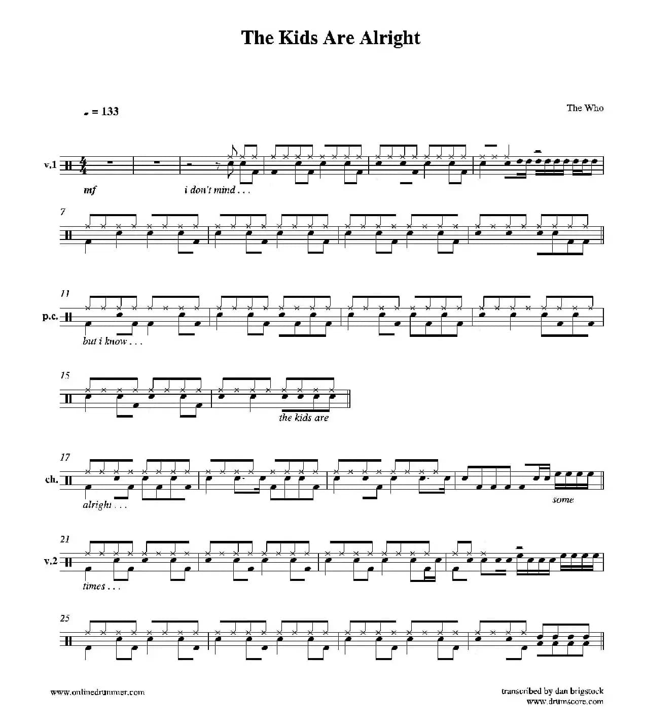 The Kids Are Alright（鼓谱）