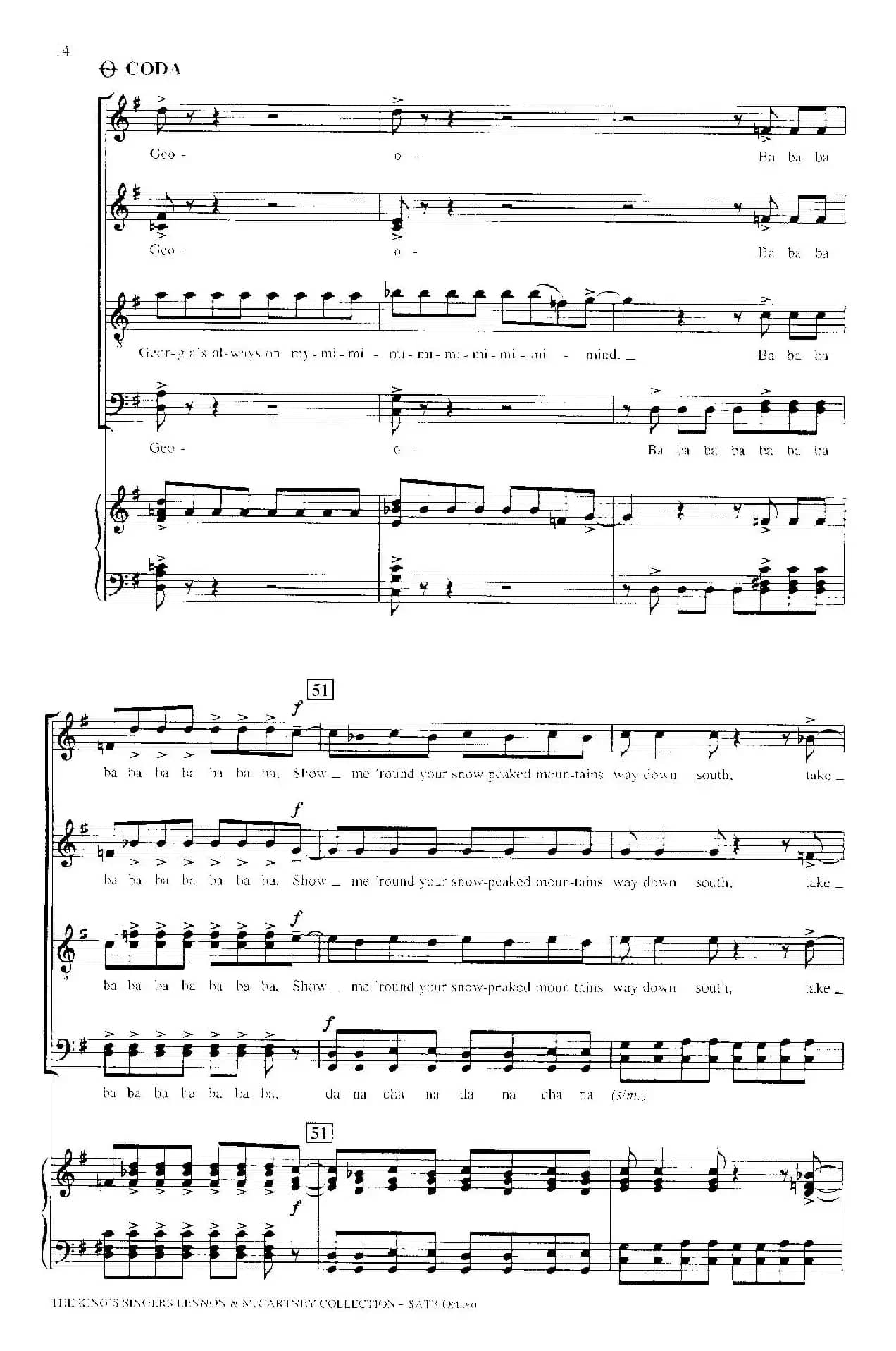 Back in the U.S.S.R. （四重奏+钢琴伴奏）