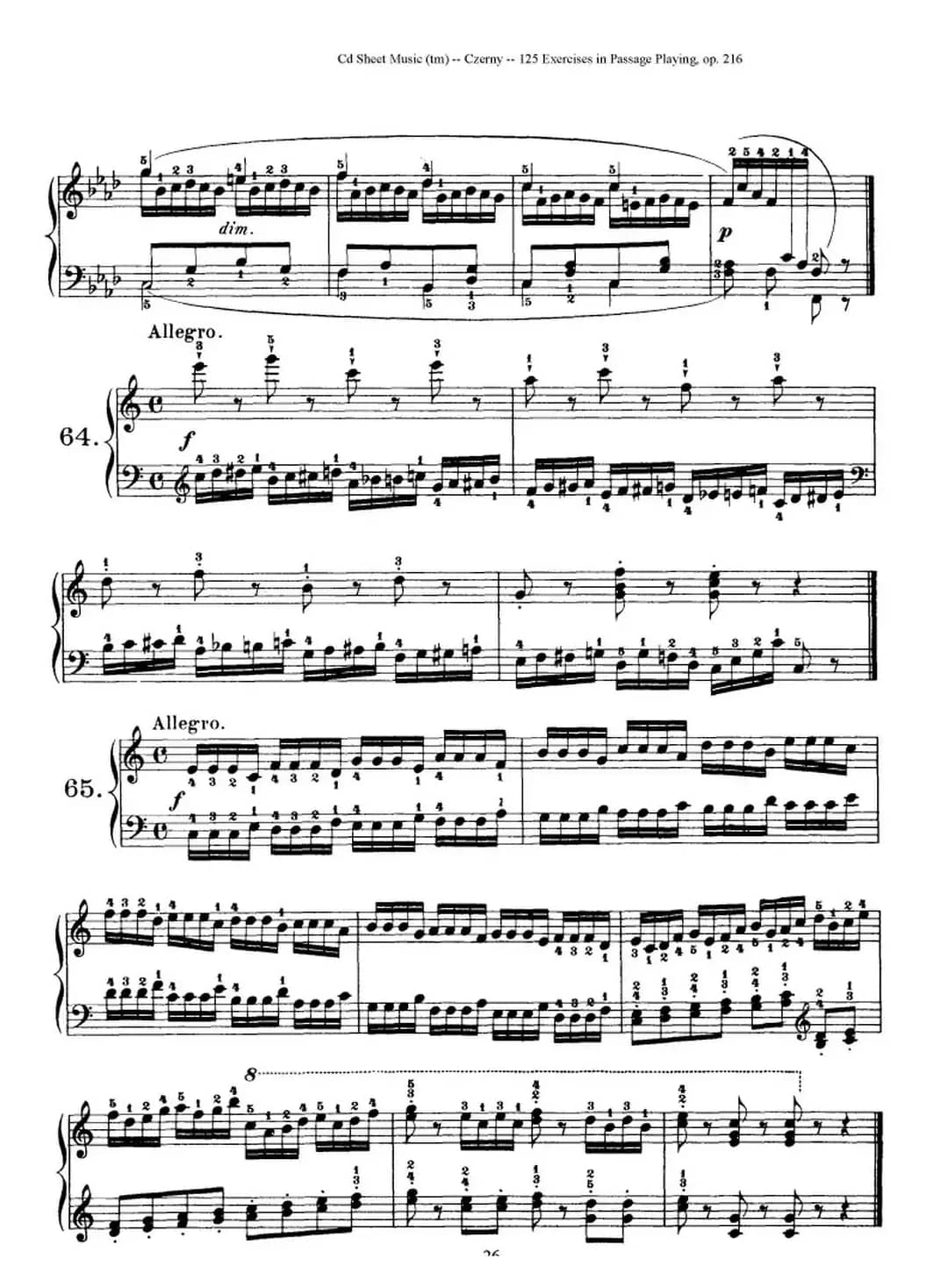 125 Exercises in Passage Playing Op.261（车尔尼125首钢琴短乐句练习曲（61——78））