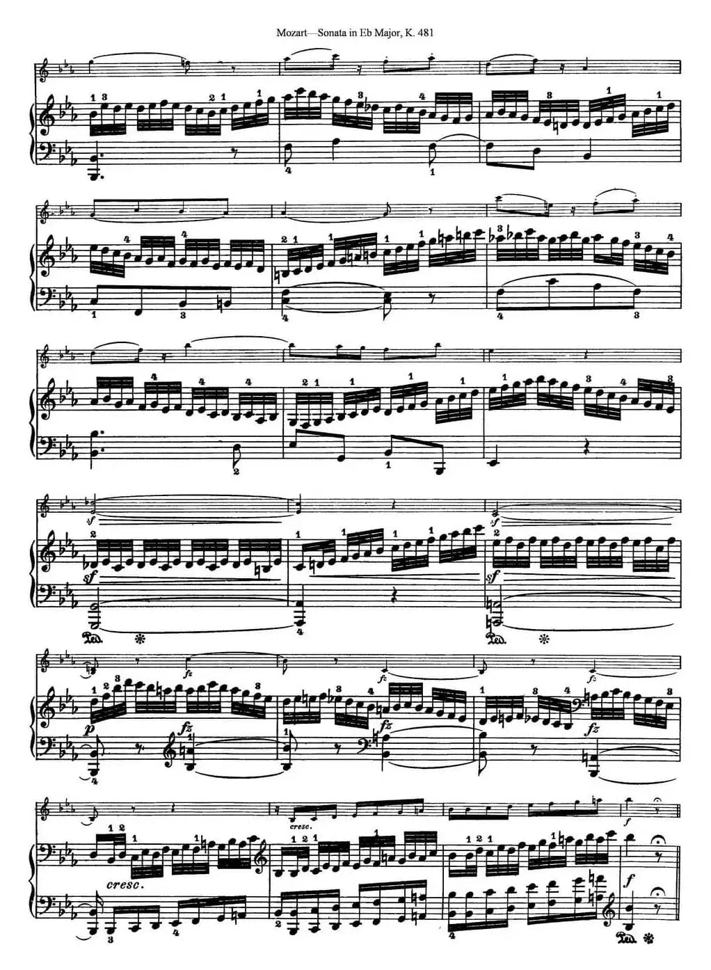 Violin Sonata in Eb Major K.481（小提琴+钢琴伴奏）