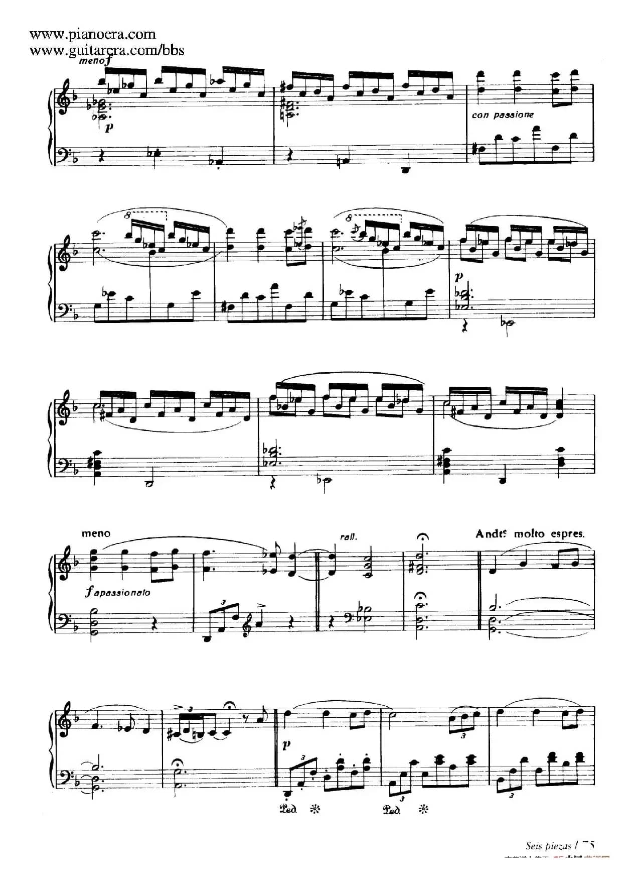 Six Pieces on Spanish Folksongs H.125（6首西班牙民谣小品·2. 怀念 Anoranza）