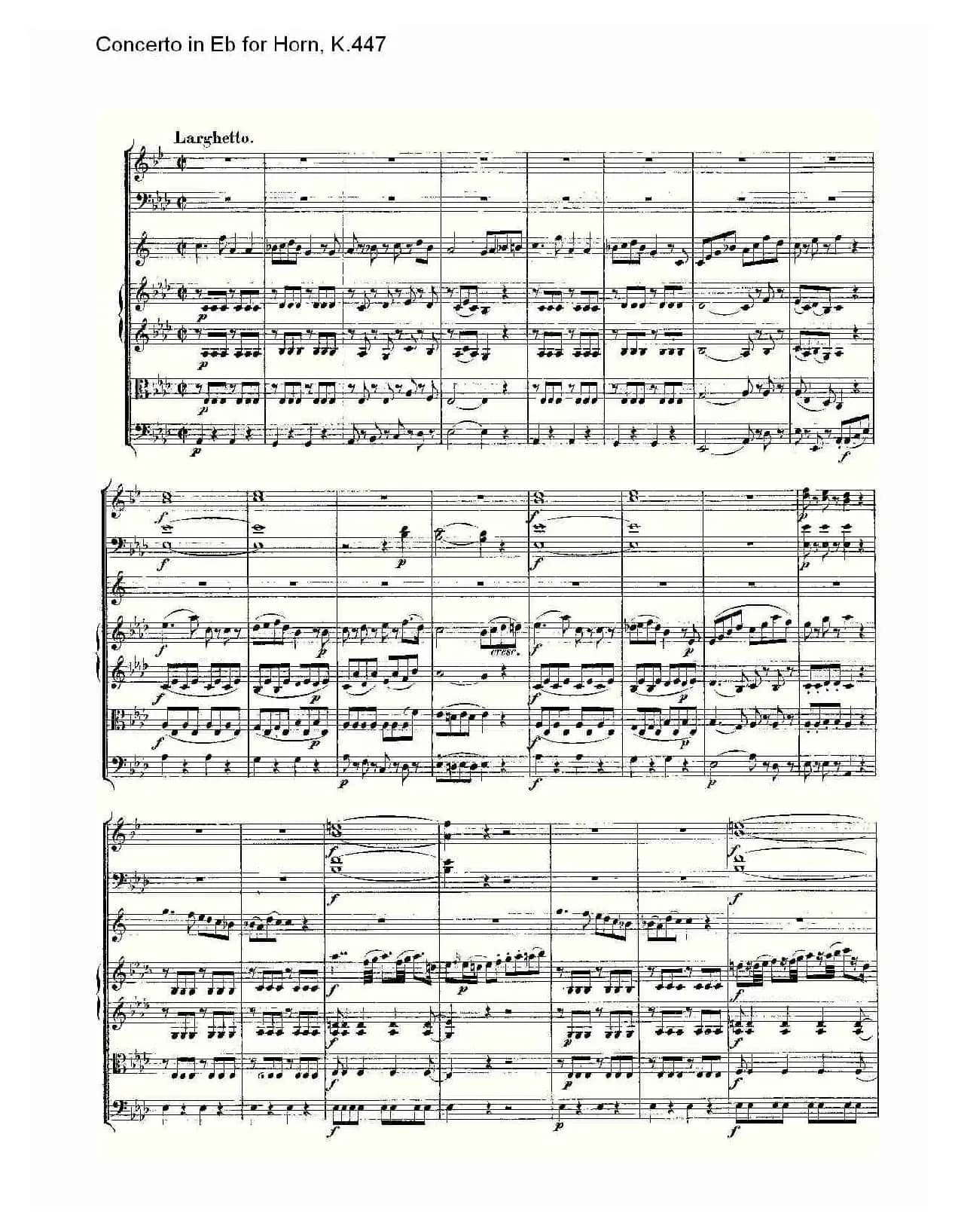 Concerto in Eb for Horn, K.447（Eb调法国号协奏曲, K.447）