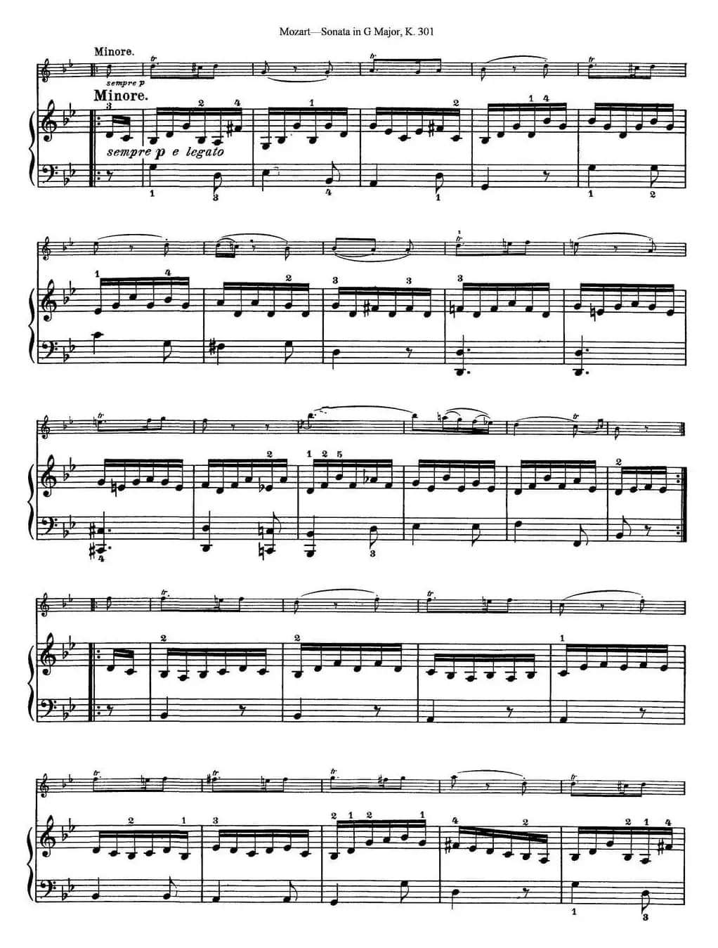 Violin Sonata in G Major K.301（小提琴+钢琴伴奏）