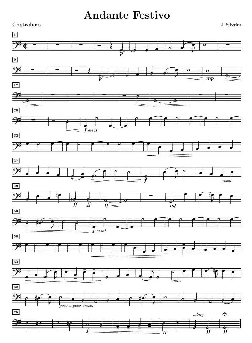 Andante Festivo（活泼的行板、低音大提琴分谱）