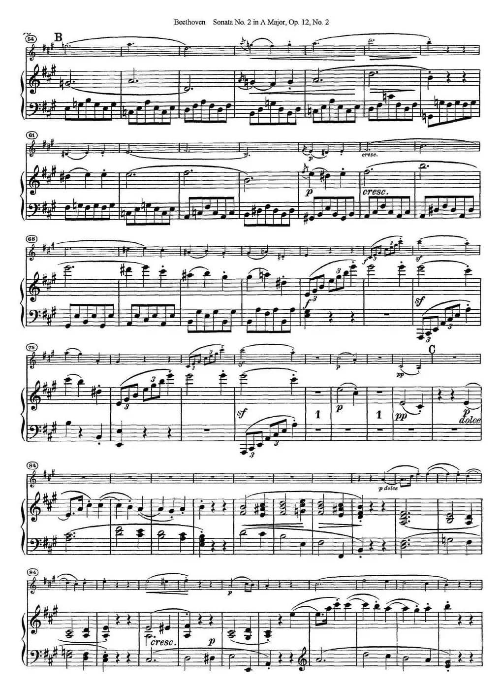 Violin Sonata No.2 in A Major Op.12 No.2（小提琴+钢琴伴奏）