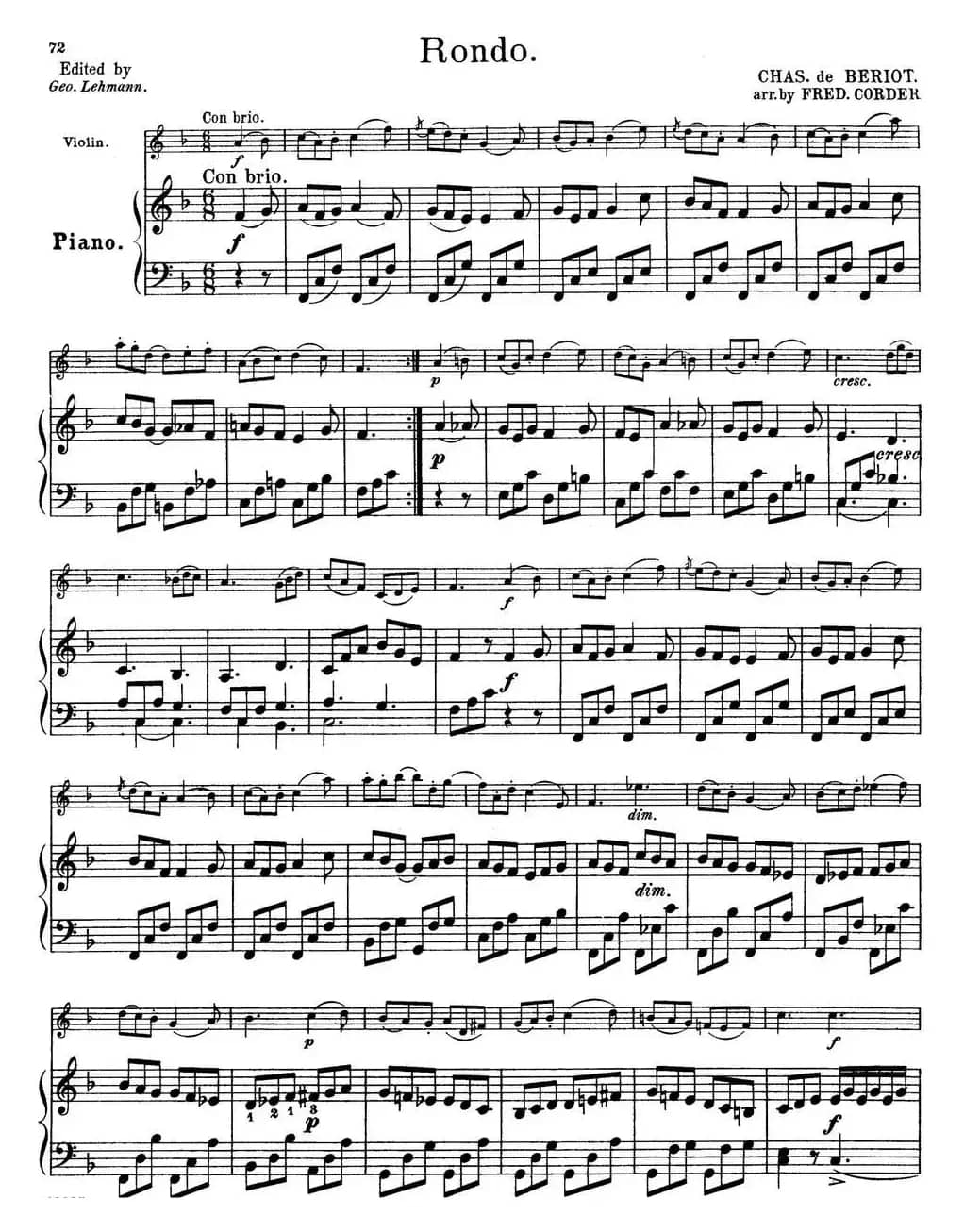 25首小提琴曲合集：Rondo（小提琴+钢琴伴奏）