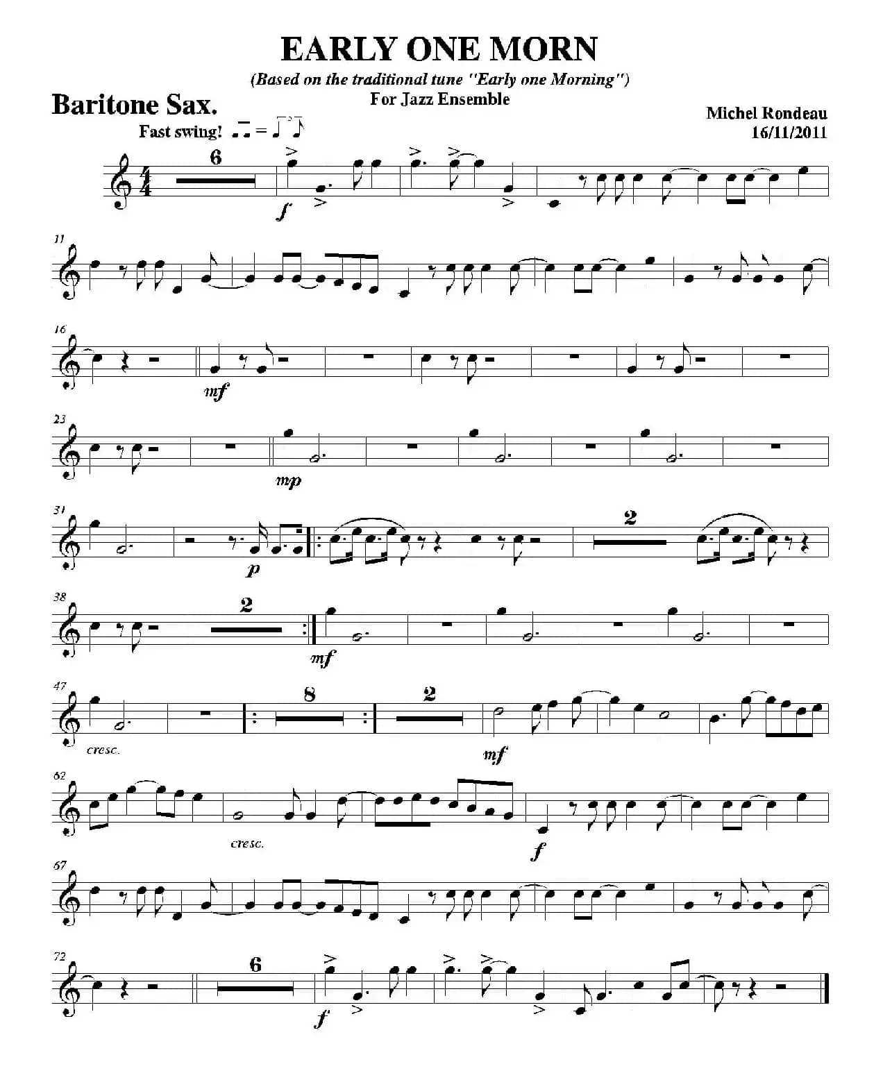 EARLY ONE MORN（上低音萨克斯分谱）