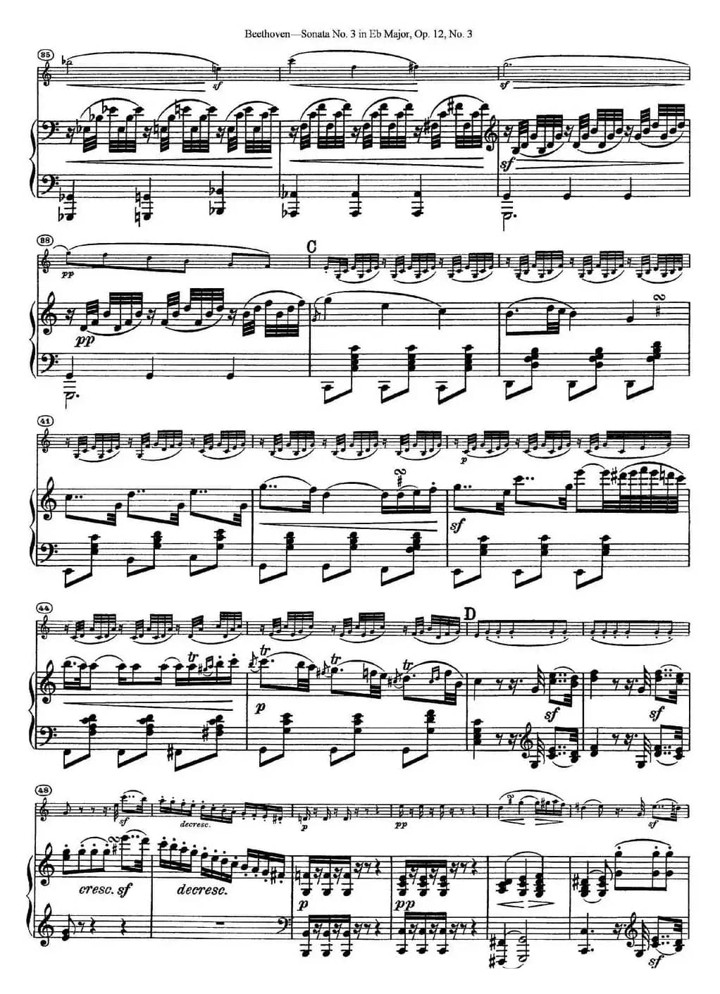 Violin Sonata No.3 in Eb Major Op.12 No.3（小提琴+钢琴伴奏）
