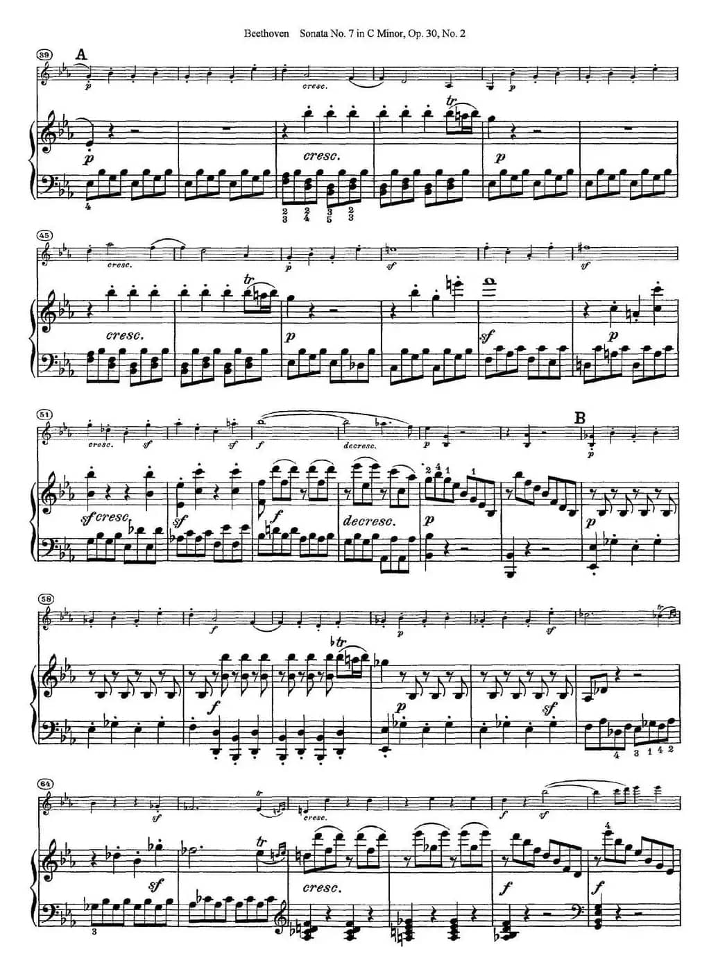 Violin Sonata No.7 in C Minor Op.30 No.2（小提琴+钢琴伴奏）