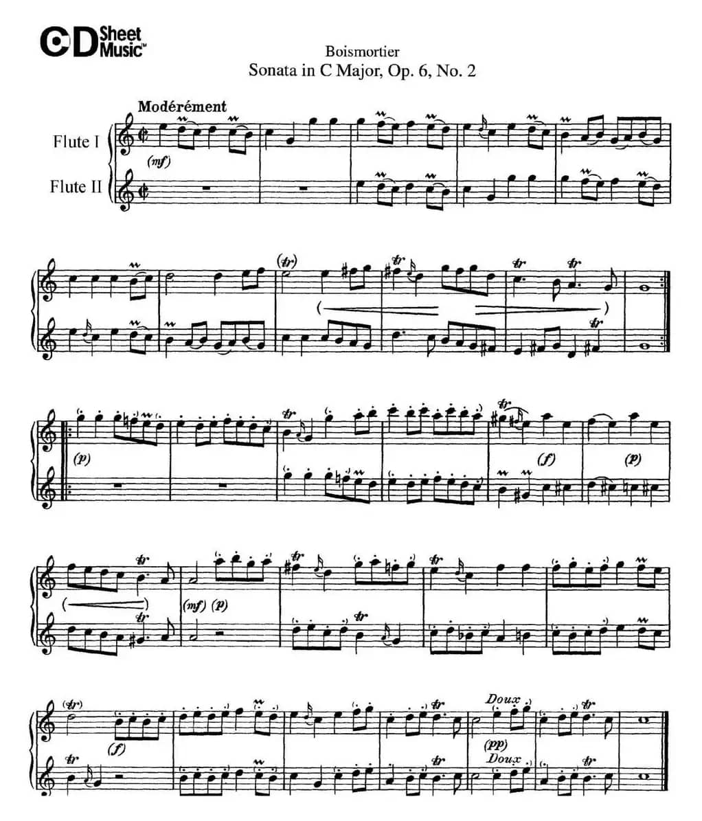 C大调双长笛奏鸣曲作品6号之2（Sonata in C Major Op.6No.2）