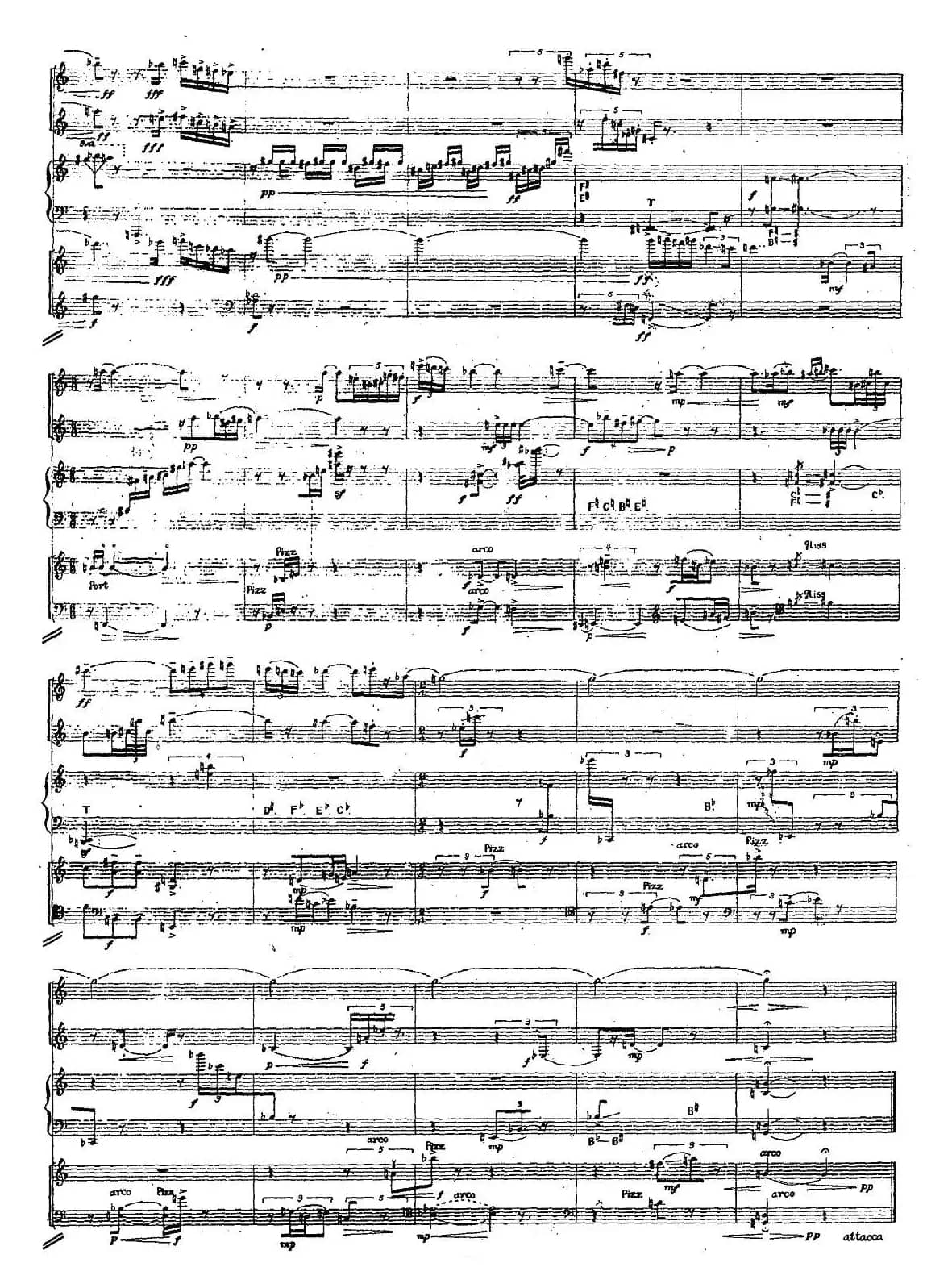 为长笛、单簧管、竖琴、小提琴、大提琴的五重奏