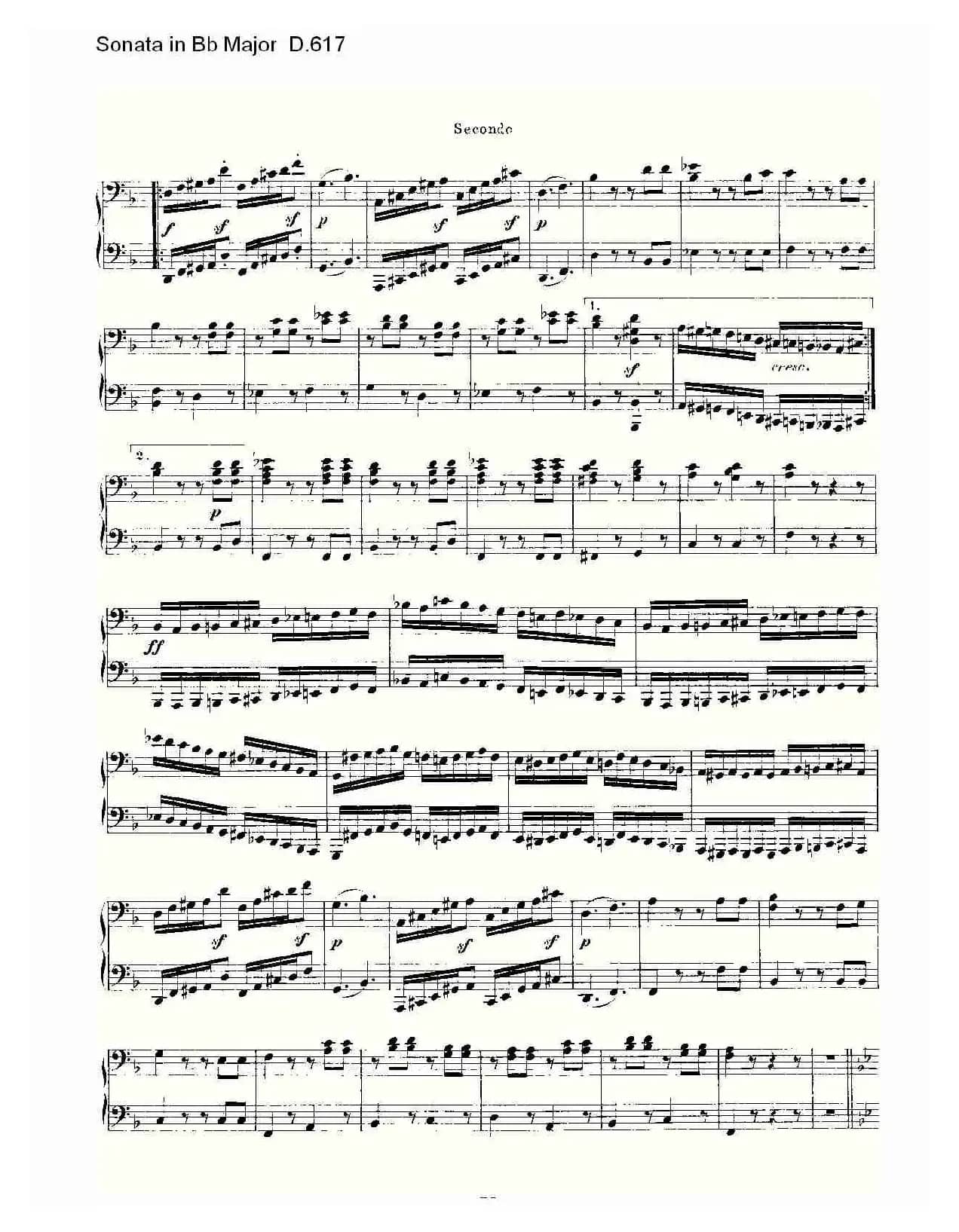 Sonata in Bb Major D.617(Bb大调奏鸣曲 D.617)