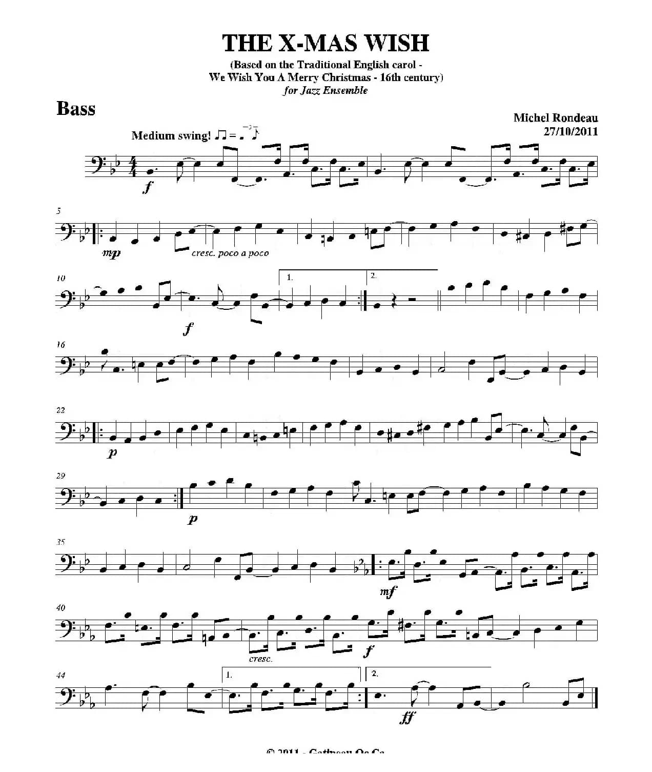 THE X-MAS WISH（贝司分谱）