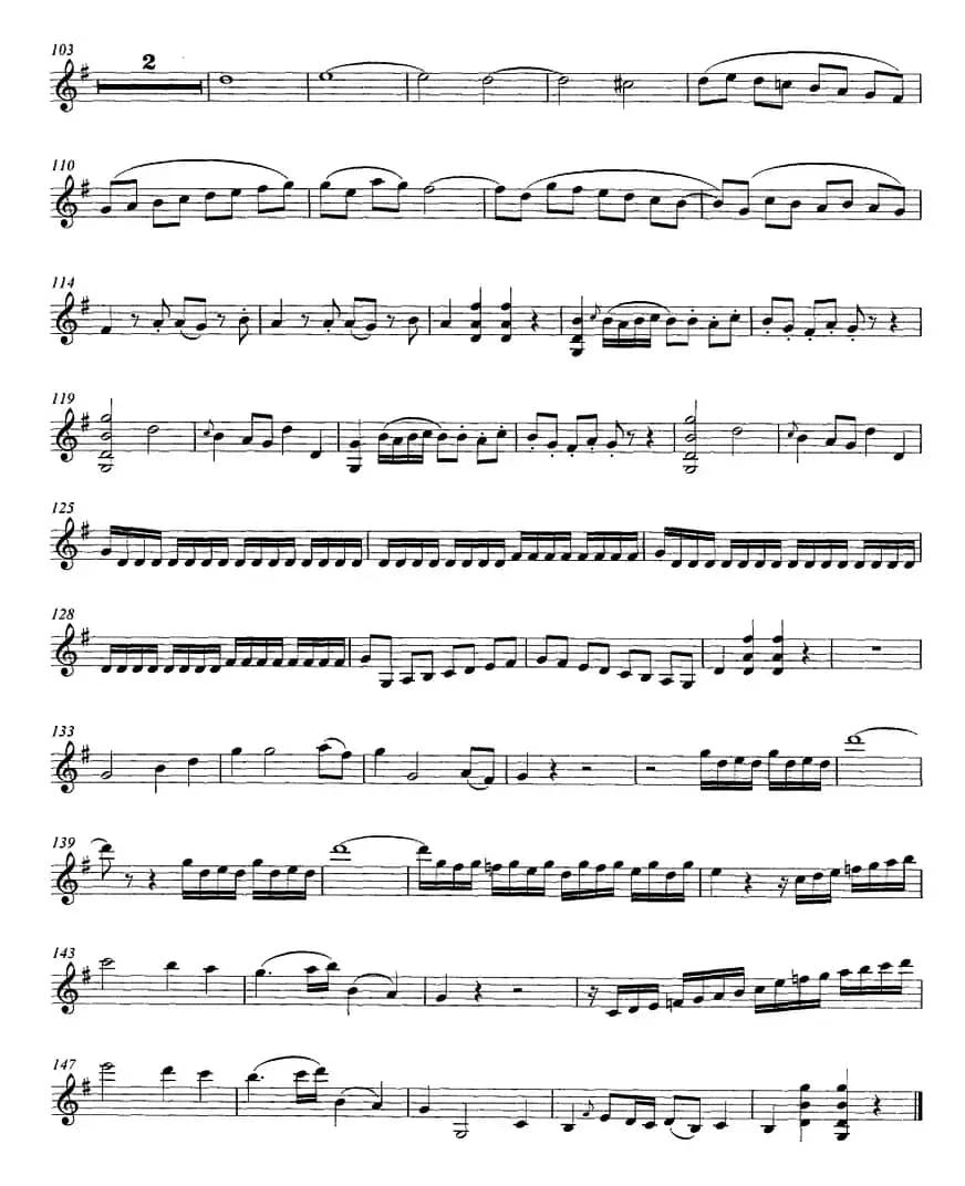 Mozart《String Quartet No.1 in G Major,K.80》（Violin Ⅱ分谱）