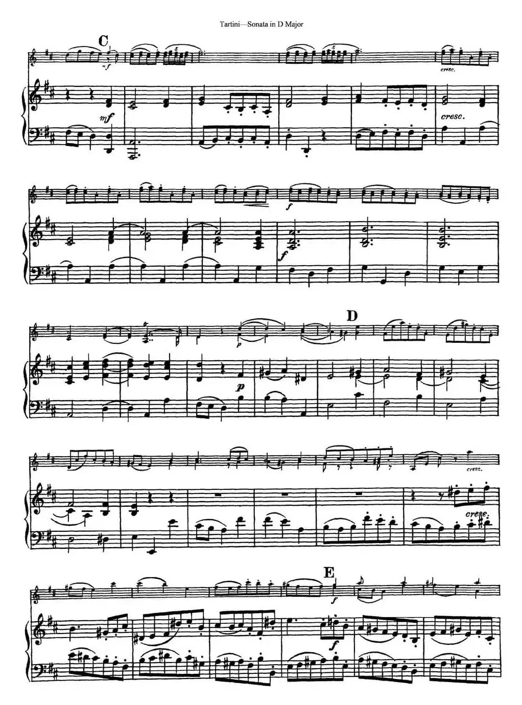 Violin Sonata in D Major（小提琴+钢琴伴奏）