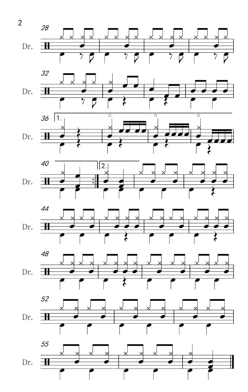 [苏]红莓花儿开（架子鼓谱）