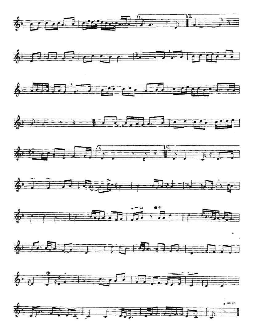 十二木卡姆：Ⅸ 巴雅特木卡姆 419——430（主旋律谱）