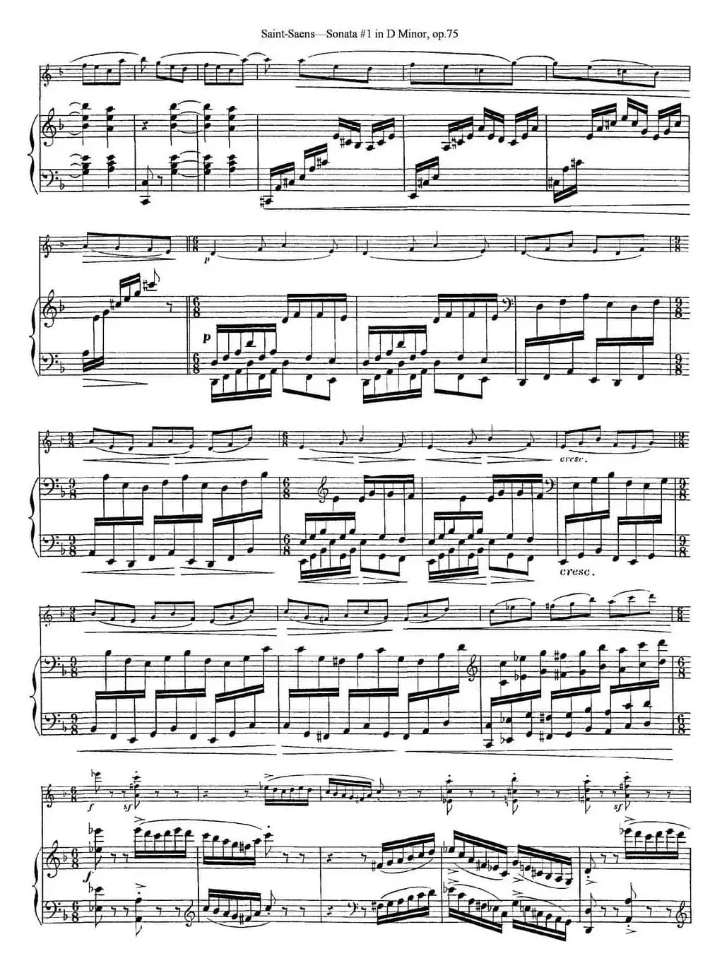 Violin Sonata No.1 in D Minor Op.75（小提琴+钢琴伴奏）
