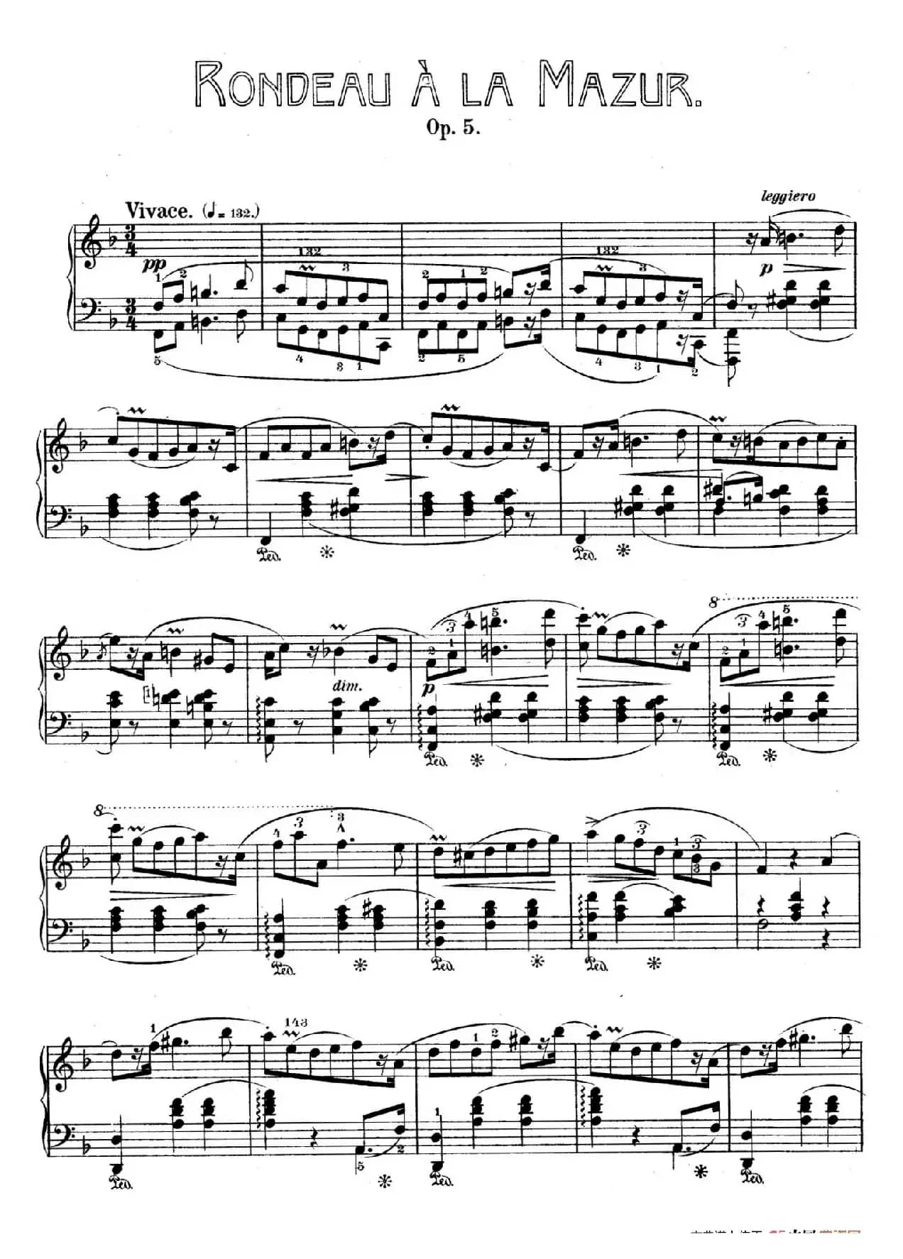 Rondo A La Mazurka Op.5（F大调玛祖卡舞曲型回旋曲）