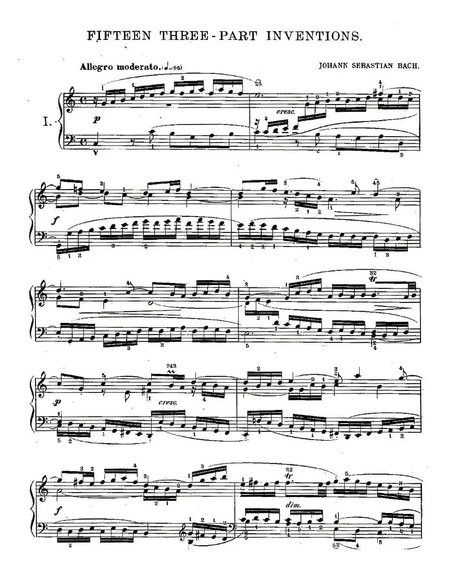 FIFTEEN THREE-PART INVETIONS之一（15首3部创意曲之一）