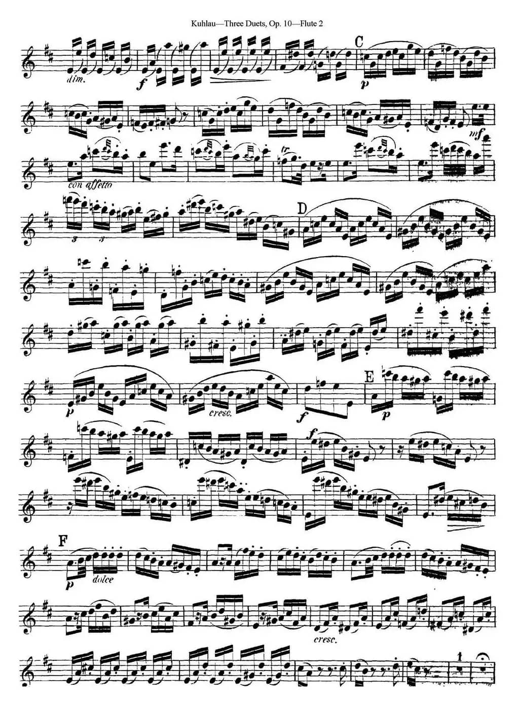 库劳长笛二重奏练习曲Op.10——Flute 2（No.2）