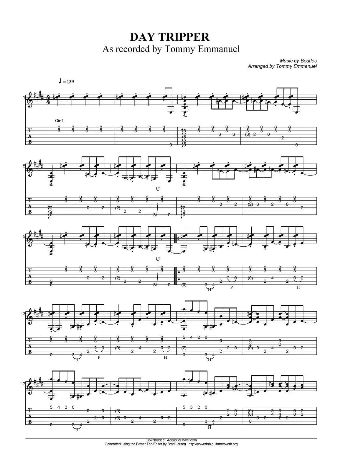 tommy emmanuel：day tripper（指弹吉他）