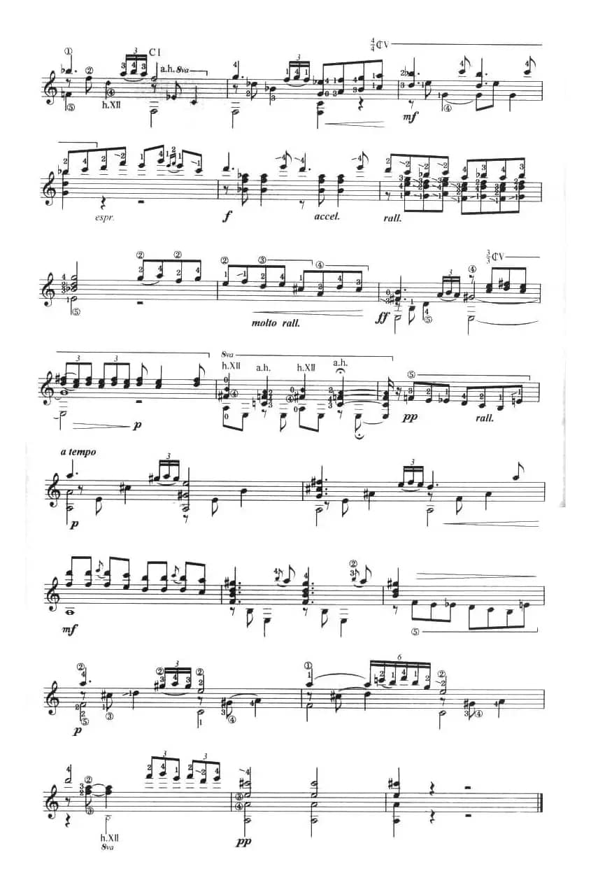 古典吉他考级八级外国乐曲B组（4、阿拉达）