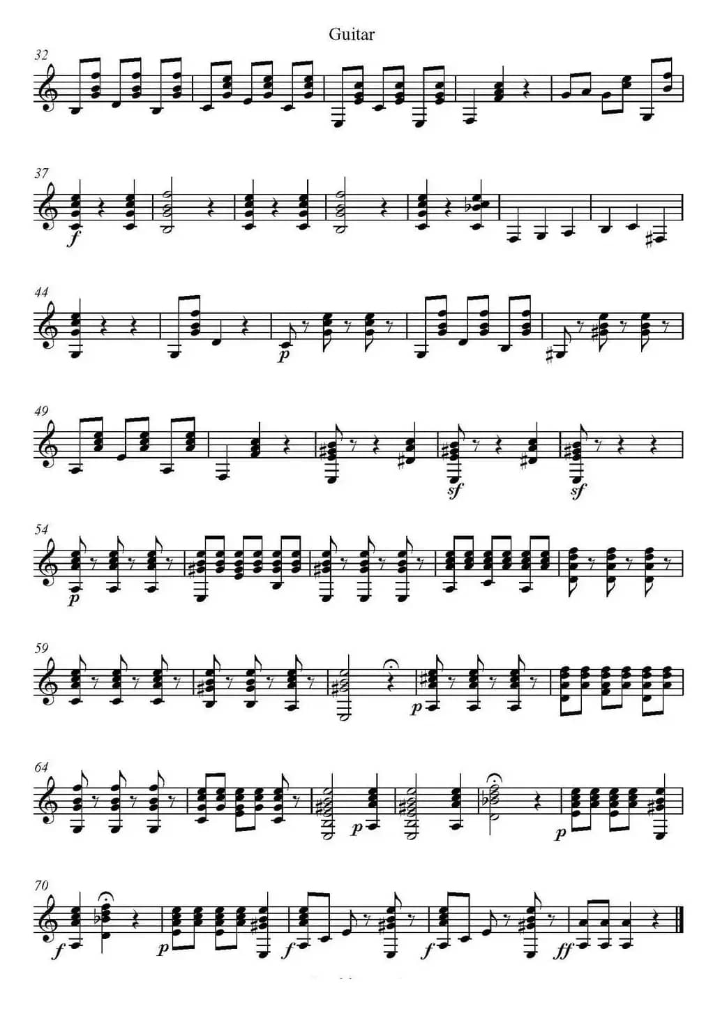 帕格尼尼六首《小提琴和吉他二重奏》 (M.S.110)（吉他分谱）