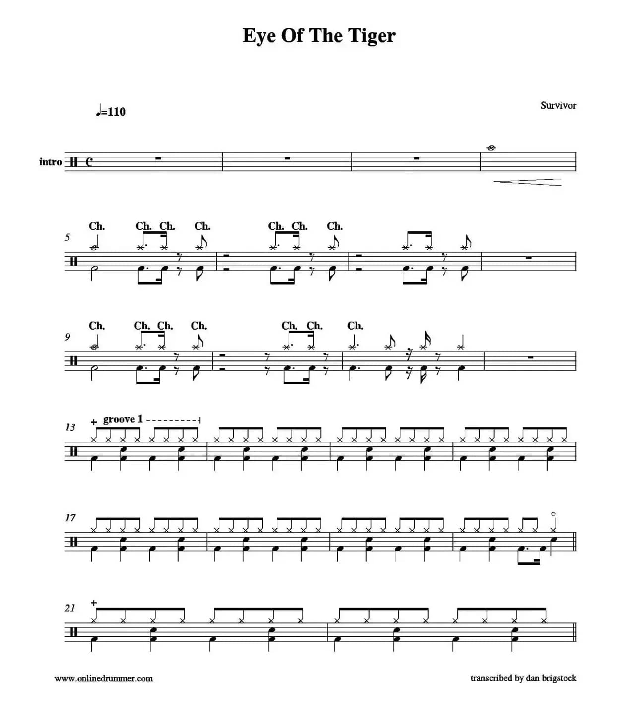 Eye of the Tiger（鼓谱）