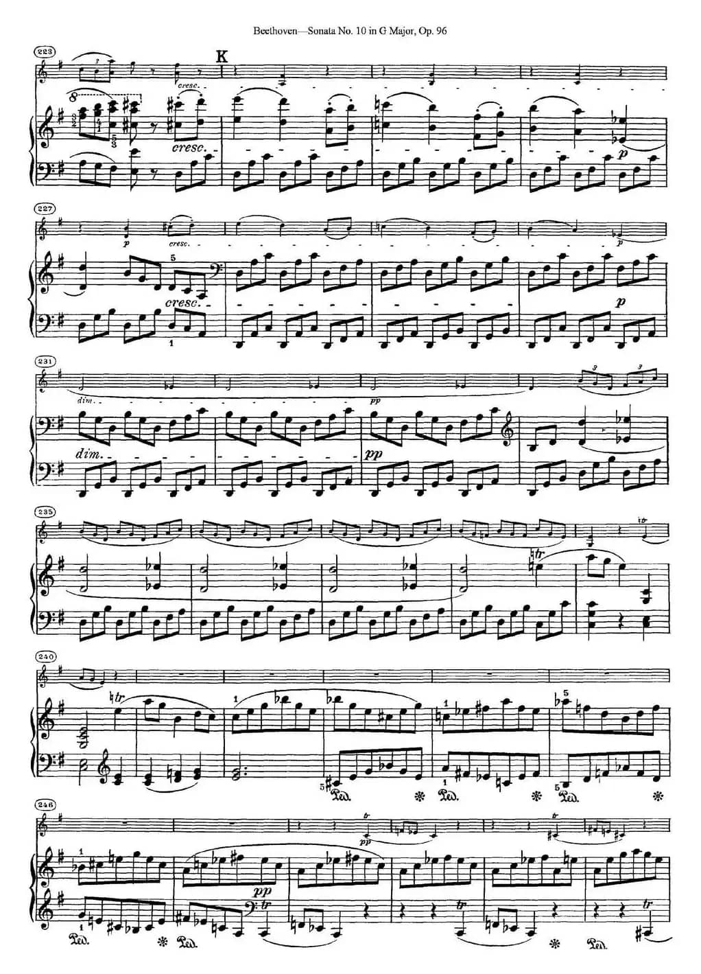 Violin Sonata No.10 in G Major Op.96（小提琴+钢琴伴奏）