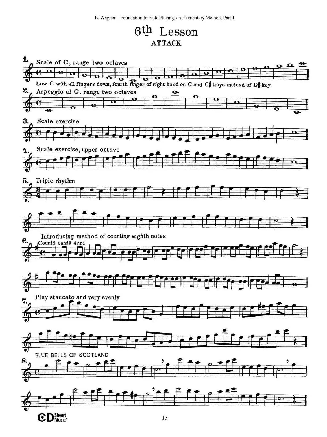 长笛演奏基础教程练习（1—10）