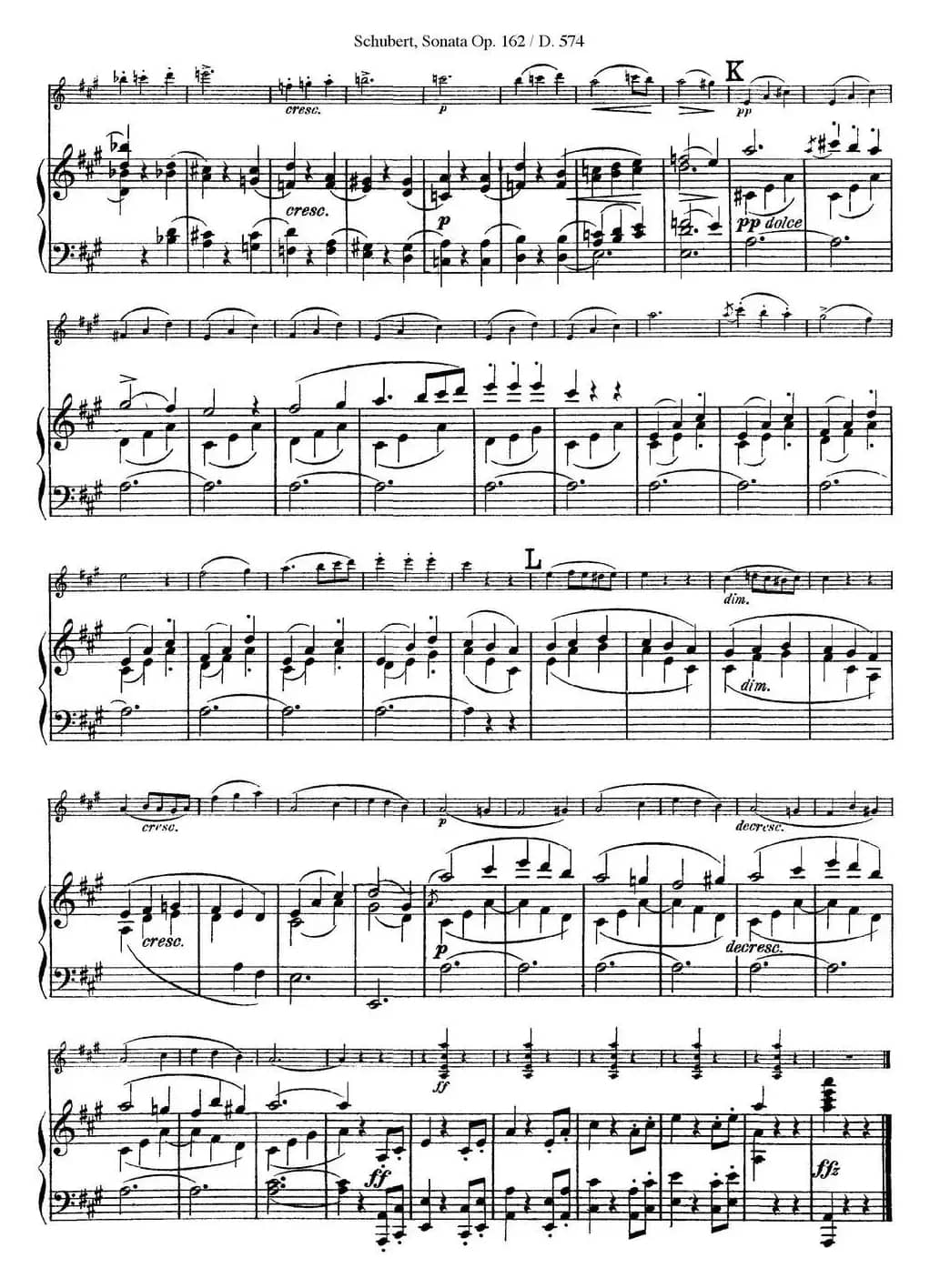 Violin Sonata in A major Op.162 D.574（小提琴+钢琴伴奏）