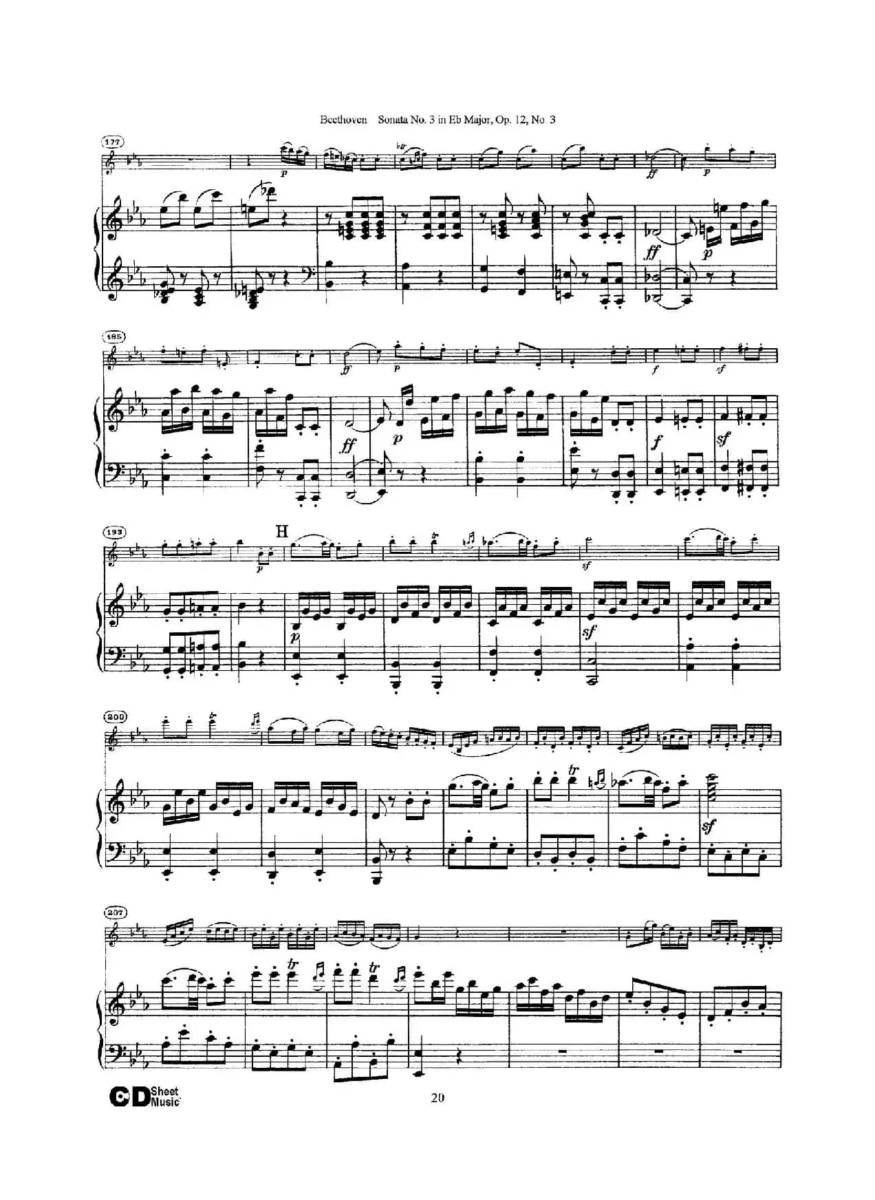 降E大调第三小提琴奏鸣曲（Sonata No.3 in Eb Major Op.12,No.3）（小提琴+钢琴伴奏）