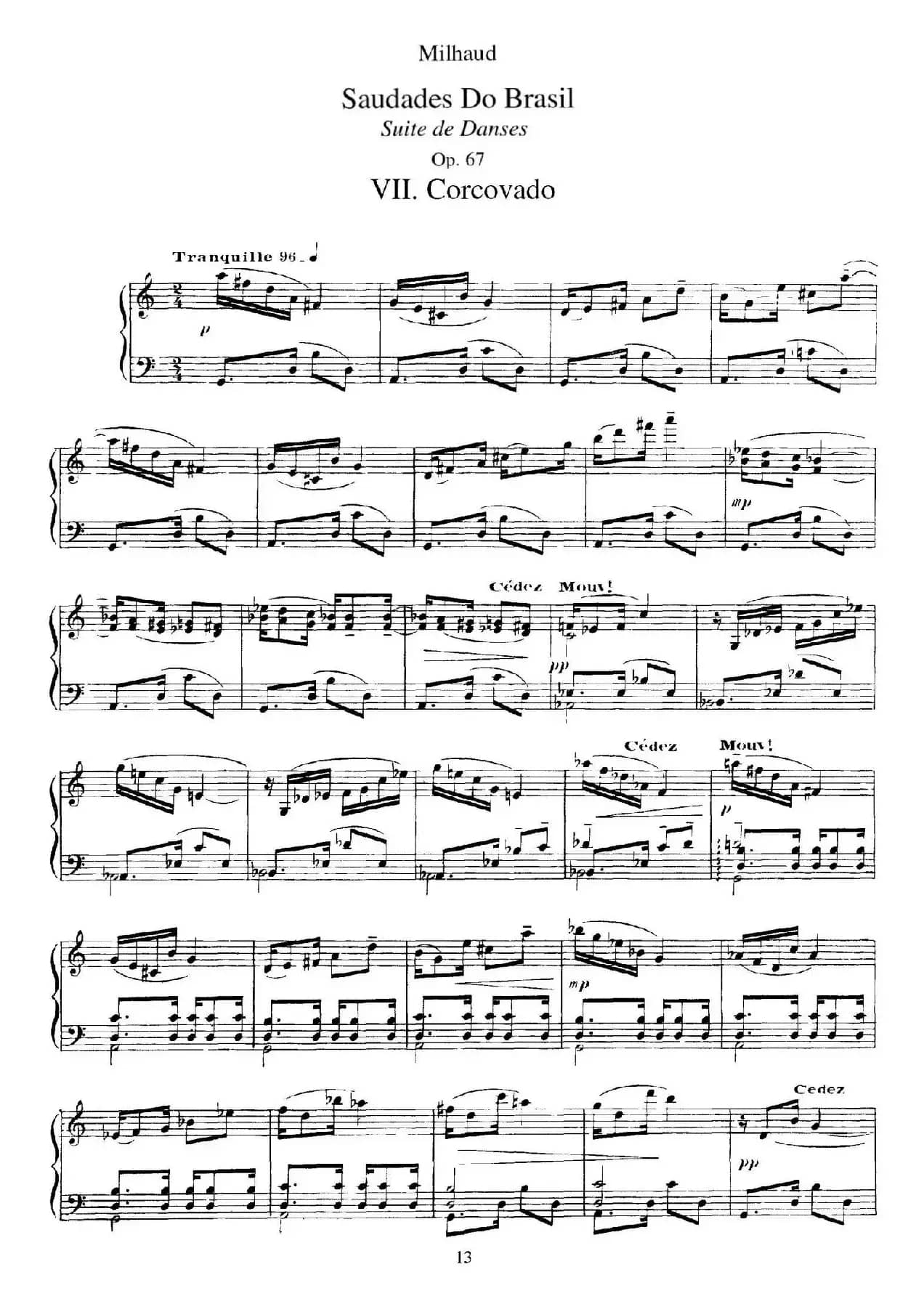 Saudados do Brasil Op.67（巴西回忆·Ⅶ）