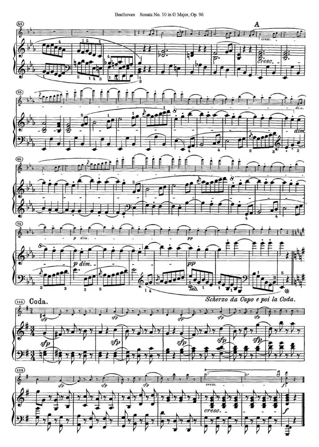 Violin Sonata No.10 in G Major Op.96（小提琴+钢琴伴奏）