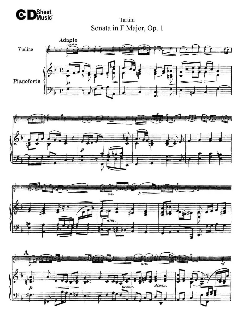 Violin Sonata in F Major Op.1（小提琴+钢琴伴奏）