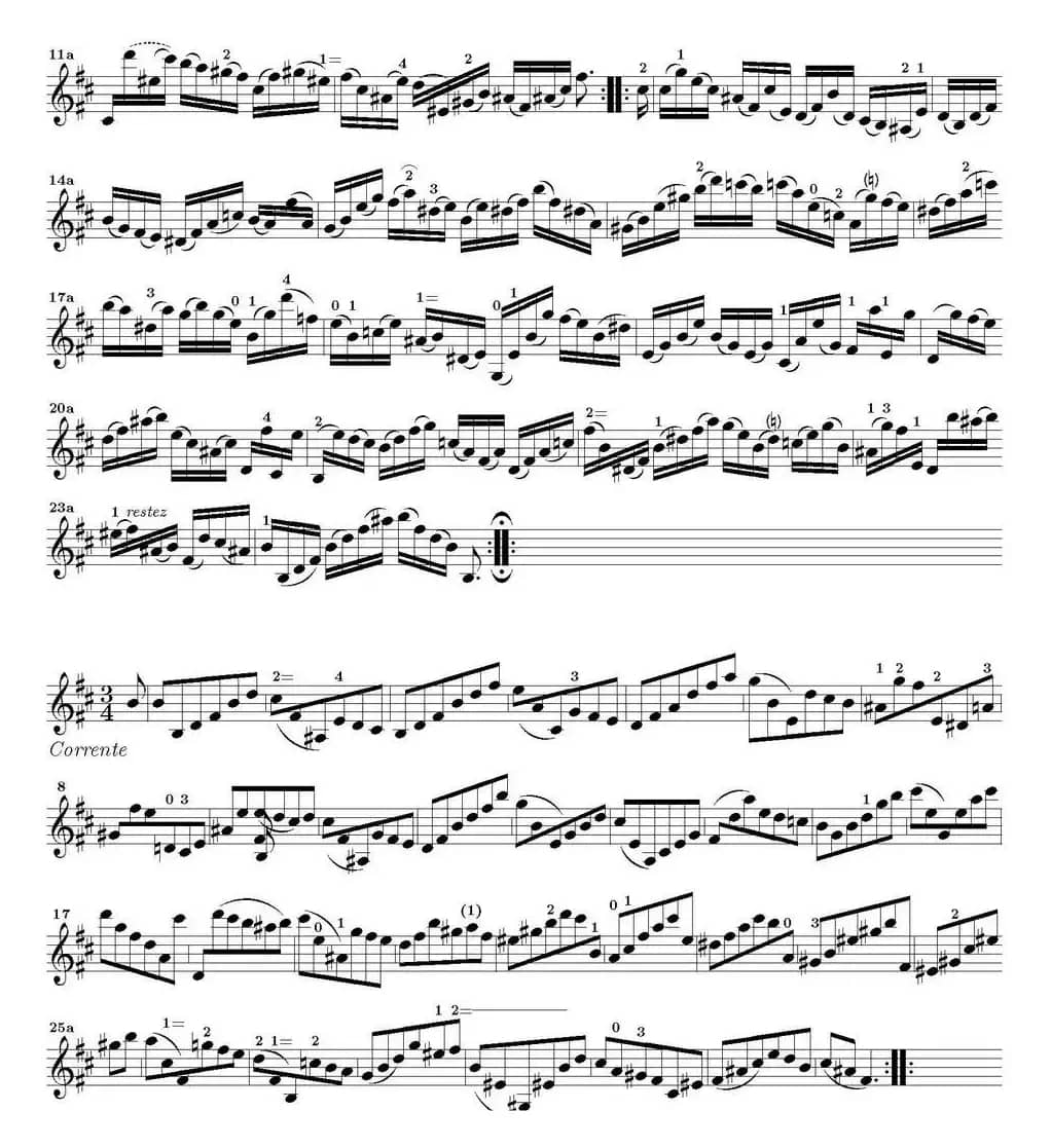 Bach Sonata BWV1002（无伴奏小提琴组曲）