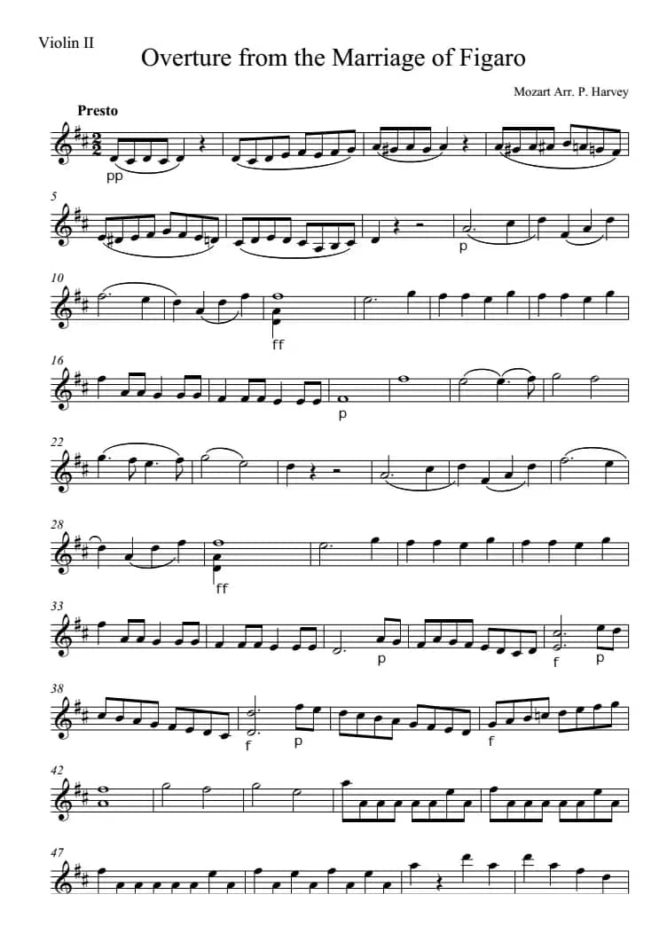 Overture from the Marriage of Figaro 费加罗的婚礼（Violin Ⅱ分谱）