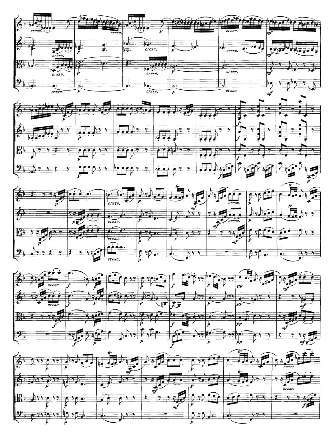 Mozart《Quartet No.15 in D Minor,K.421》（总谱）