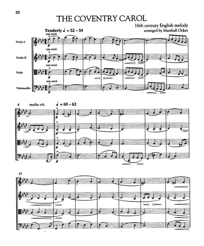 THE COVERNTY CAROL（圣诞音乐、弦乐四重奏）