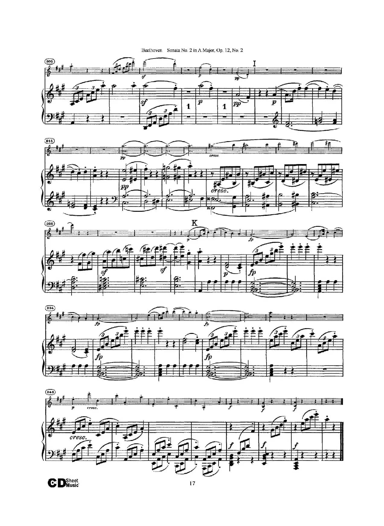 A大调第二小提琴奏鸣曲（Sonata No.2 in A Major Op.12,No.2）（小提琴+钢琴伴奏）