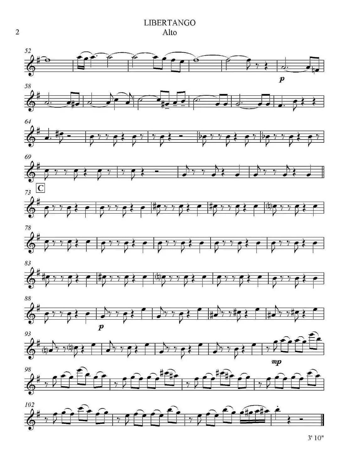 LIBERTANGO（探戈灵魂）（四重奏之中音萨克斯分谱）