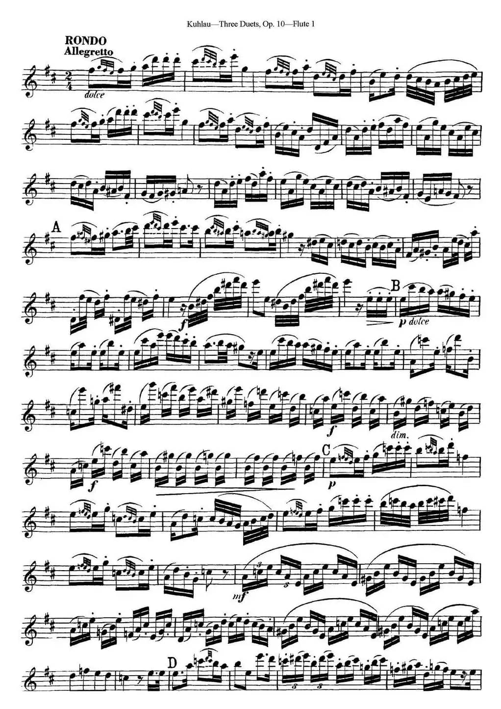 库劳长笛二重奏练习曲Op.10——Flute 1（No.2）