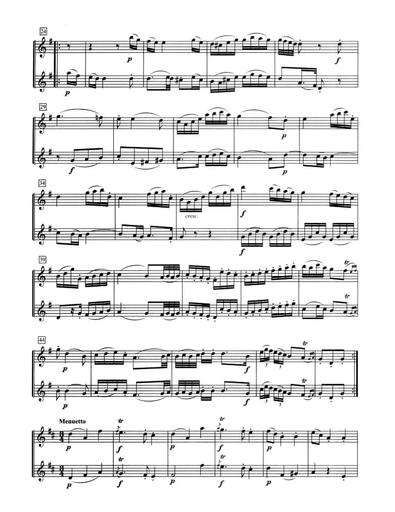 第六首长笛二重奏（G大调）