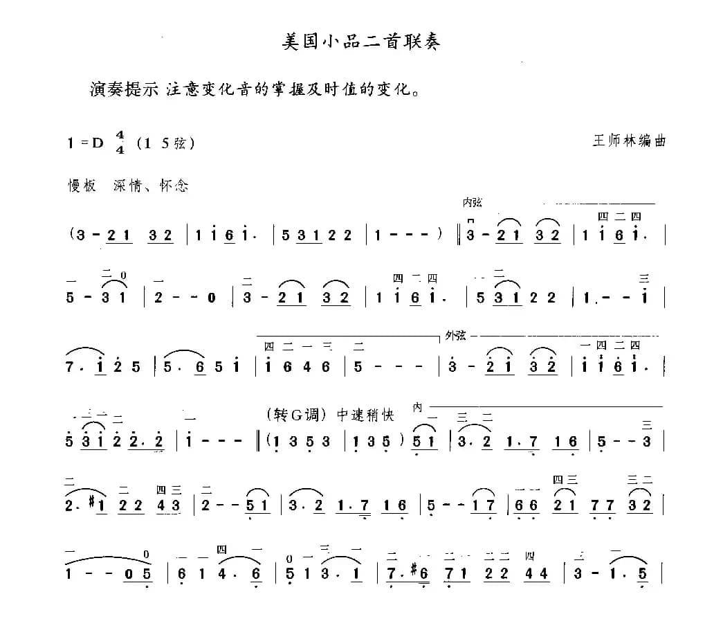 美国小品二首联奏