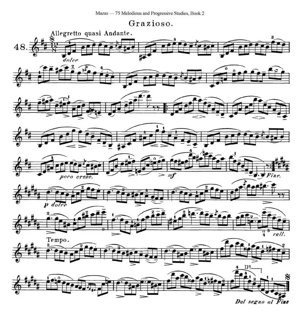 马扎斯小提琴练习曲 Op.36 第二册 华丽练习曲（48）