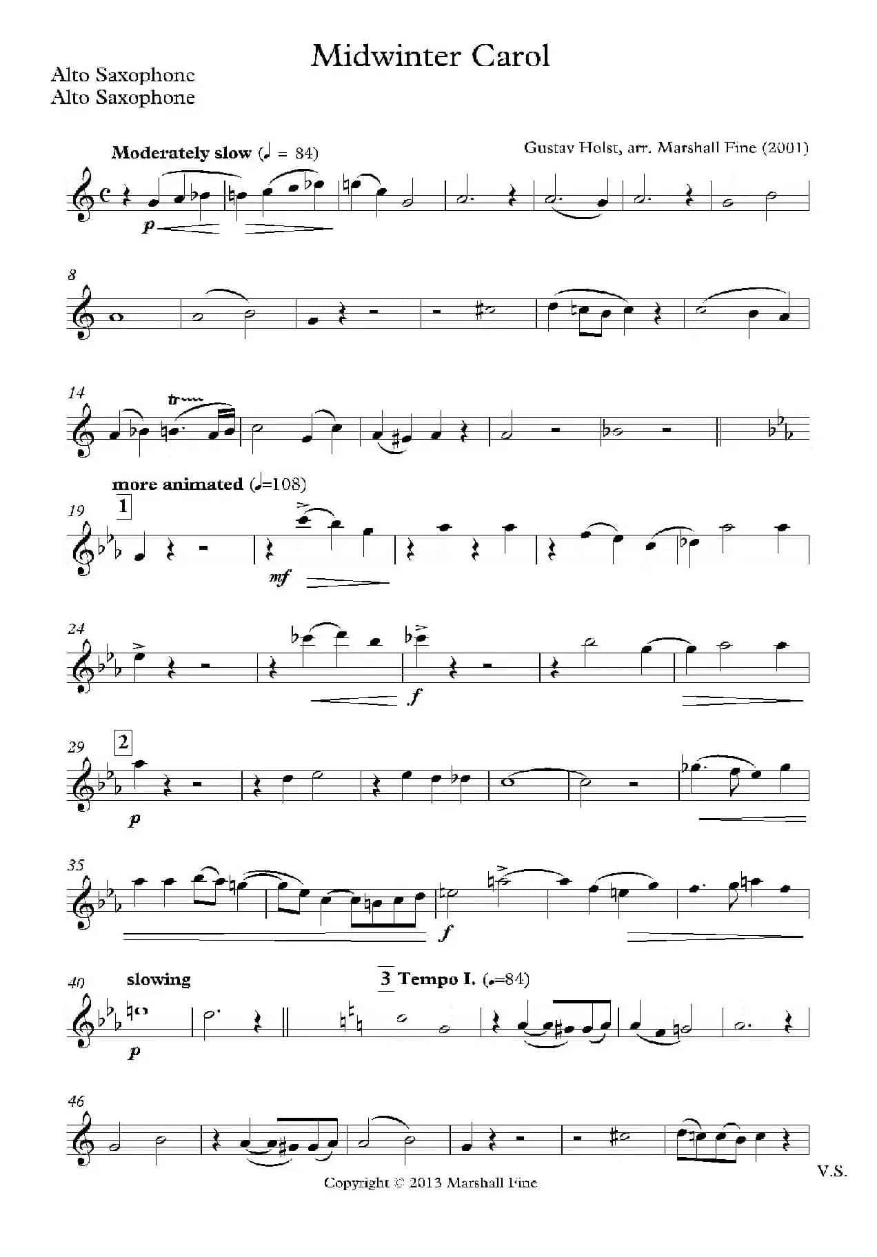 Midwinter Carol（四重奏分谱）