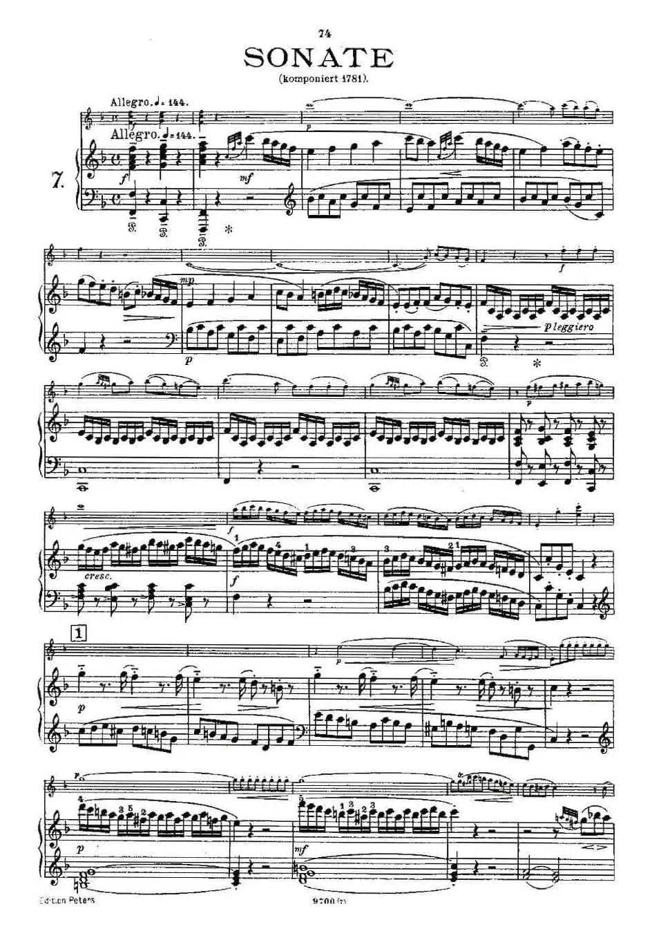 Mozart - Violin Sonata No.7, KV. 376（第七小提琴奏鸣曲）